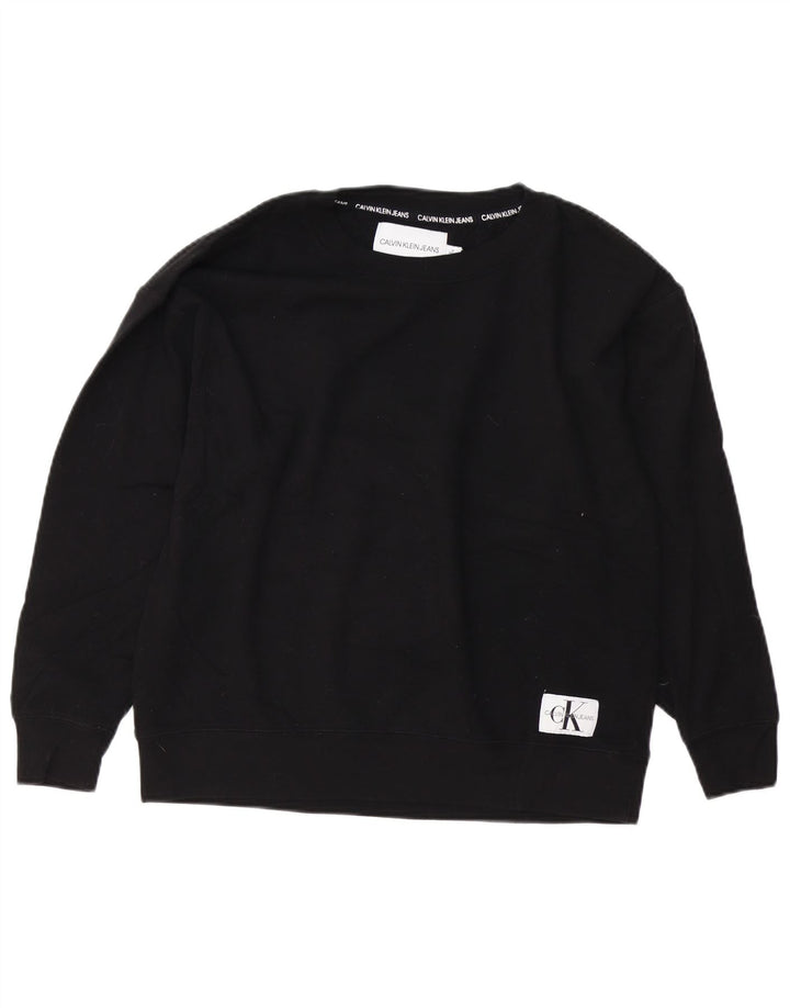 CALVIN KLEIN JEANS Damen Sweatshirt Pullover UK 14 Mittelschwarze Baumwolle