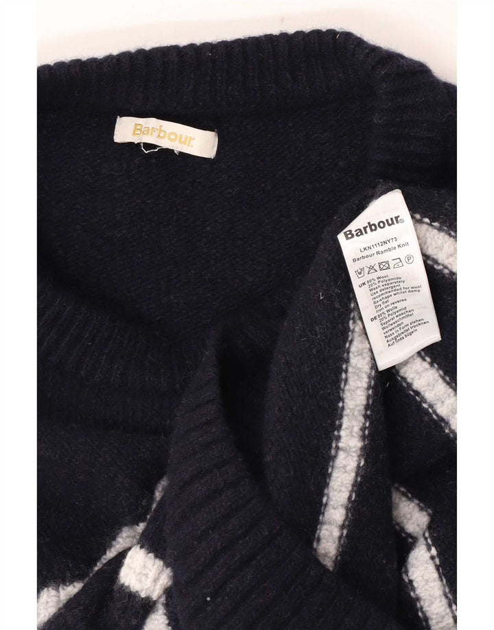 Barbour Damen-Pullover mit U-Boot-Ausschnitt, UK 14, mittelmarineblau gestreifte Wolle