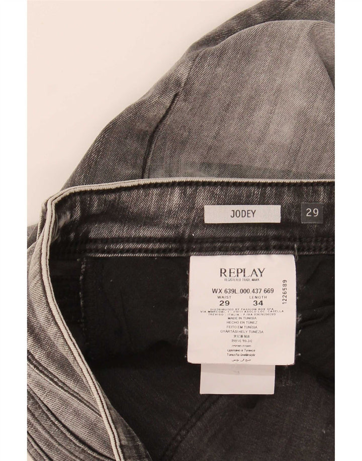 Replay Damen Jodey Slim Jeans W29 L29 Graue Baumwolle