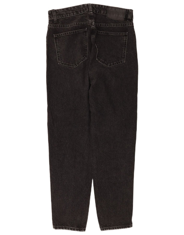 Zara Damen High Waist Tapered Jeans EU 38 Small W28 L27 Schwarze Baumwolle