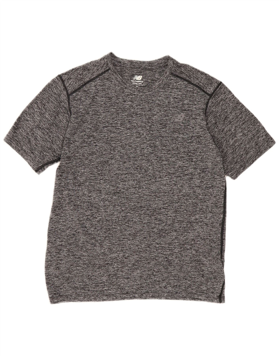 New Balance Herren-T-Shirt-Oberteil aus mittelgrau meliertem Polyester