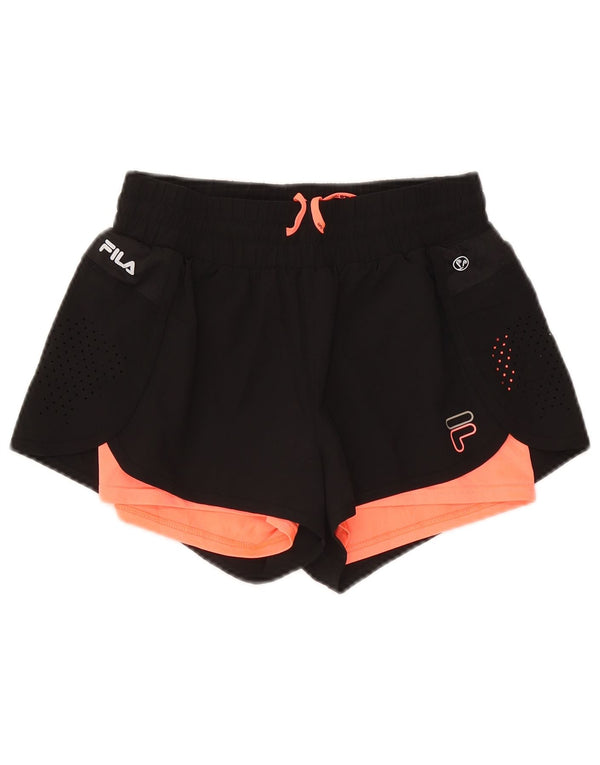 Fila Damen Graphic Sport Shorts UK 12 Medium Schwarz