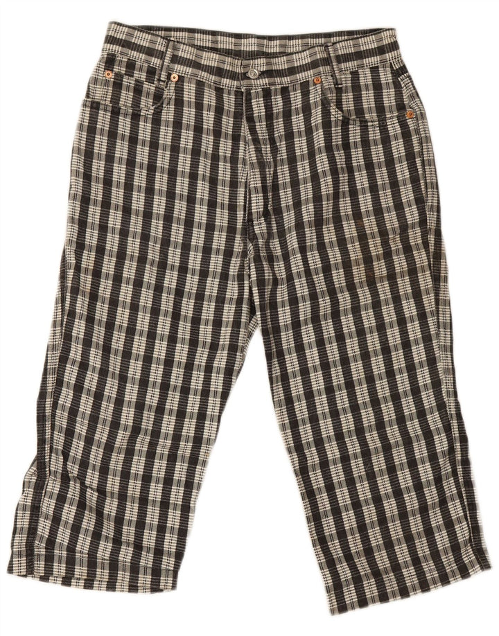 Pit Stop Damen Caprihose W32 L19 Schwarz karierte Baumwolle