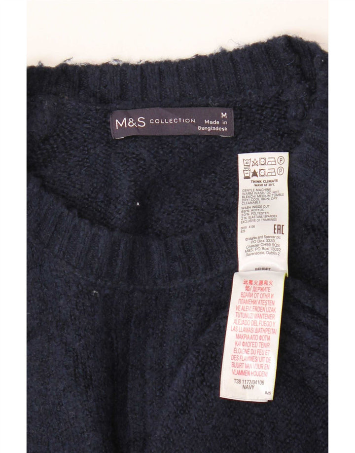 Marks & Spencer Damen-Pullover mit Rundhalsausschnitt, Gr. 14, mittleres Marineblau