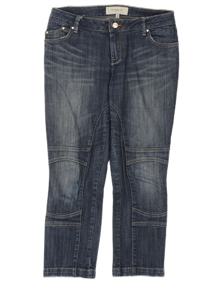KAREN MILLEN Damen Slim Cropped Jeans UK 10 Small W29 L24 Blau