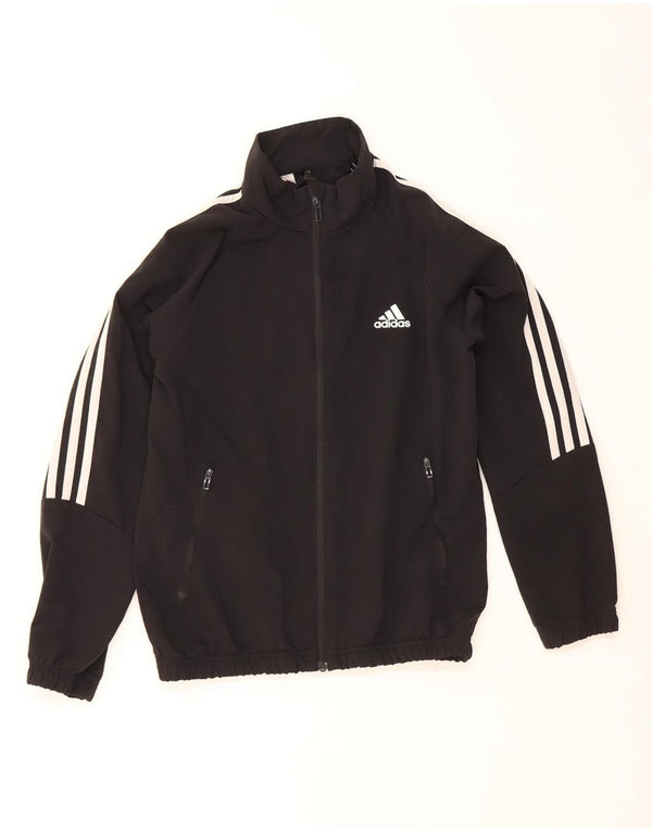 ADIDAS Jungen-Trainingsanzug, Top-Jacke, 11–12 Jahre, schwarzes Polyester