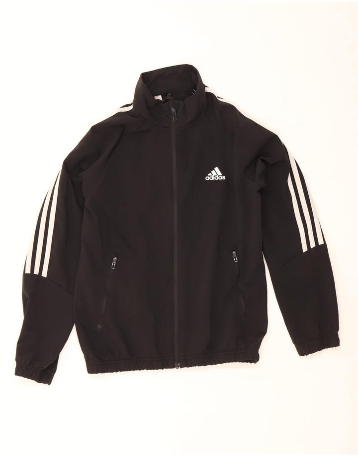ADIDAS Jungen-Trainingsanzug, Top-Jacke, 11–12 Jahre, schwarzes Polyester