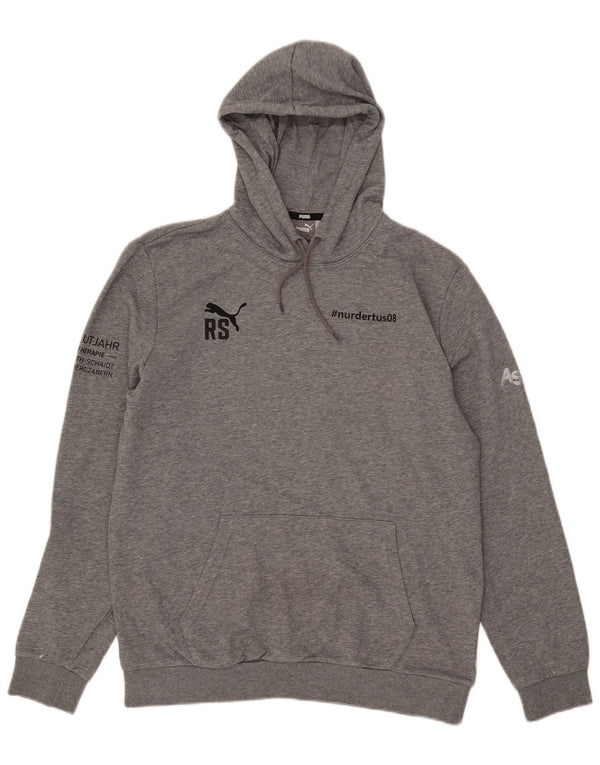 Puma Herren-Kapuzenpullover mit Grafik, groß, grau meliert, Baumwolle