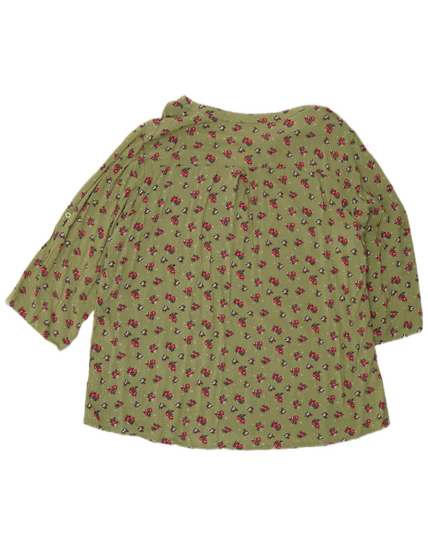 F.D.Joseph Damen-Pulloverhemd mit 3/4-Ärmeln, UK 18, XL, grün geblümt, Viskose
