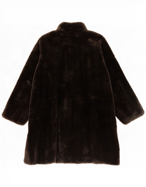 Vintage Damen Übergroßer Kunstpelzmantel UK 22 3XL Schwarz Acryl