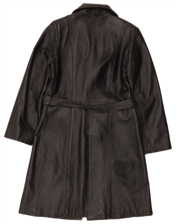 LAVORAZIONE ARTIGIANALE Damen Ledermantel IT 44 Mittelschwarzes Leder