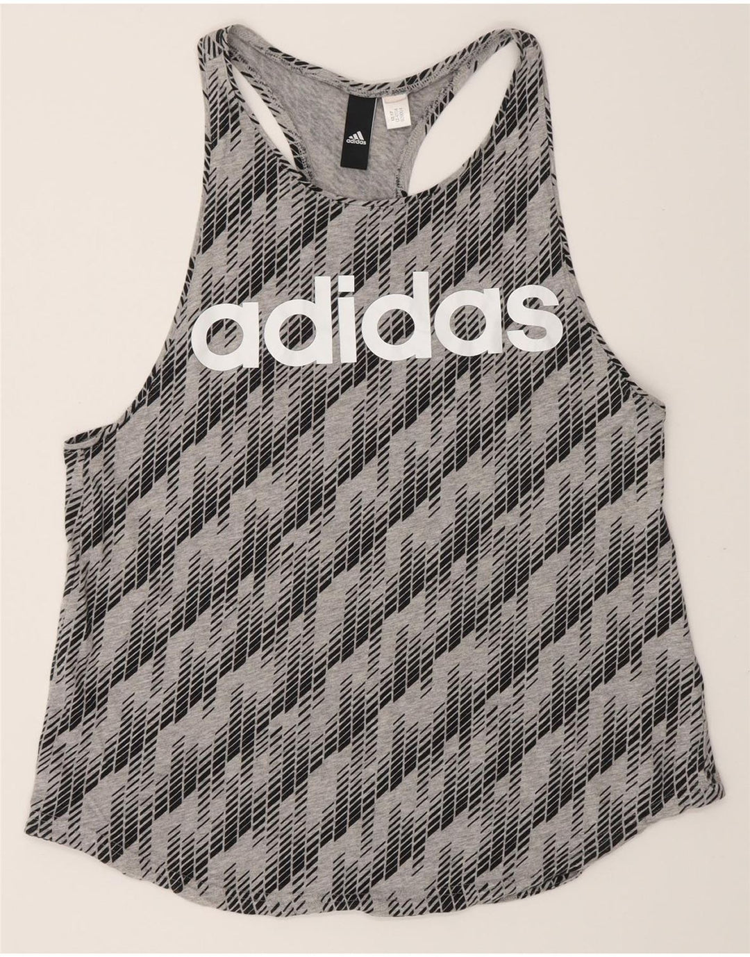 Adidas Damen Graphic Vest Top UK 12 Mittelgrau Geometrisch
