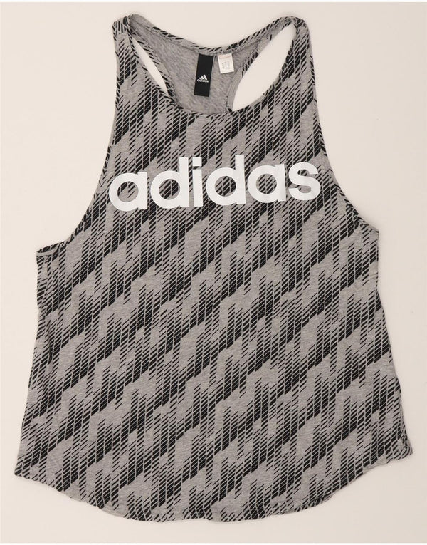 Adidas Damen Graphic Vest Top UK 12 Mittelgrau Geometrisch
