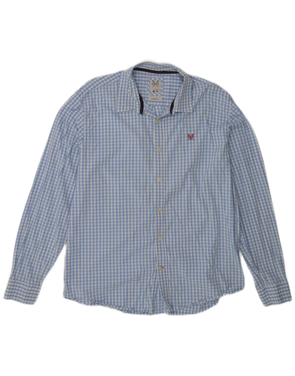 Crew Clothing Herren-Hemd mit klassischer Passform, XL, blaues Gingham-Baumwolle