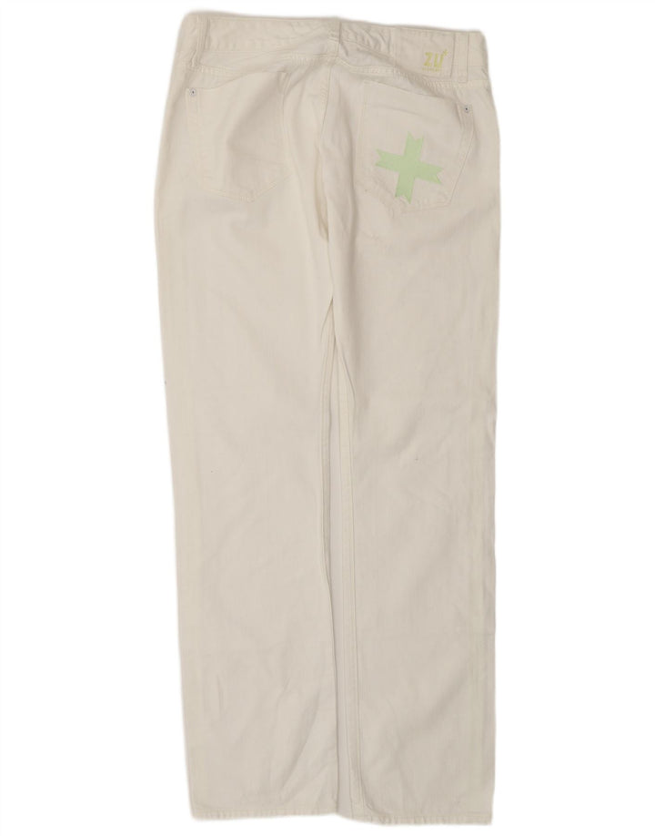 ZU ELEMENTS Damen Distressed Straight Jeans W32 L34 Weiße Baumwolle