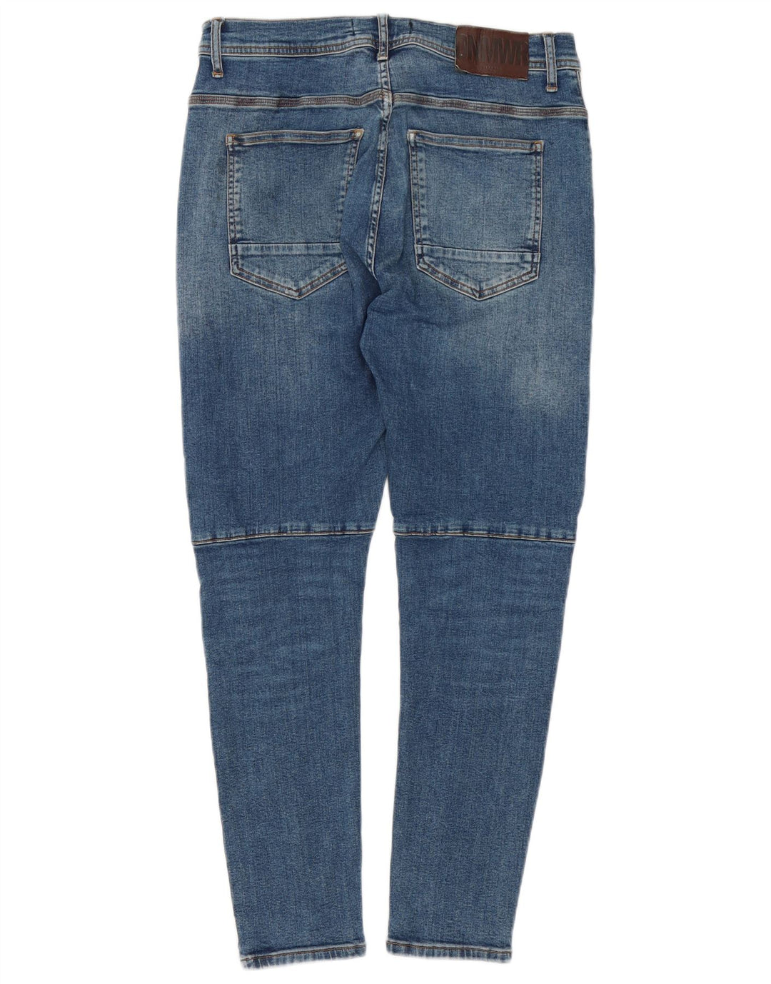 Zara Herren Skinny Jeans EU 44 Large W34 L27 Blaue Patchwork-Baumwolle