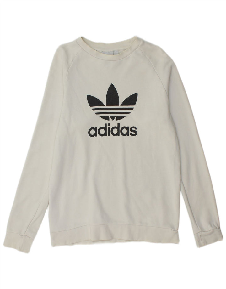 ADIDAS Herren Grafik-Sweatshirt-Pullover, klein, weiße Baumwolle