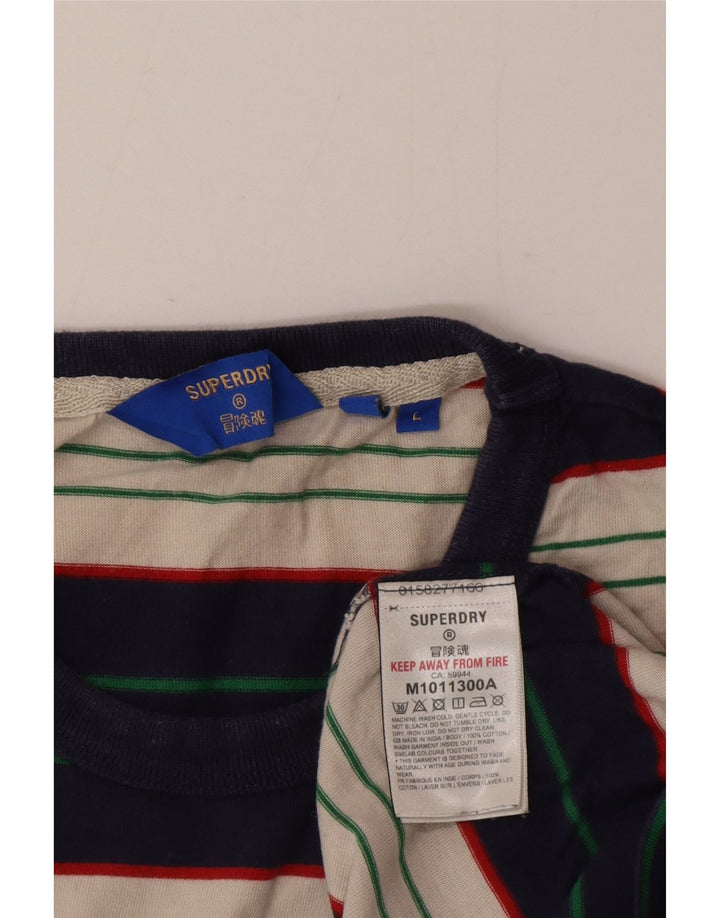 Superdry Herren-T-Shirt-Oberteil, groß, mehrfarbig, gestreift, Baumwolle