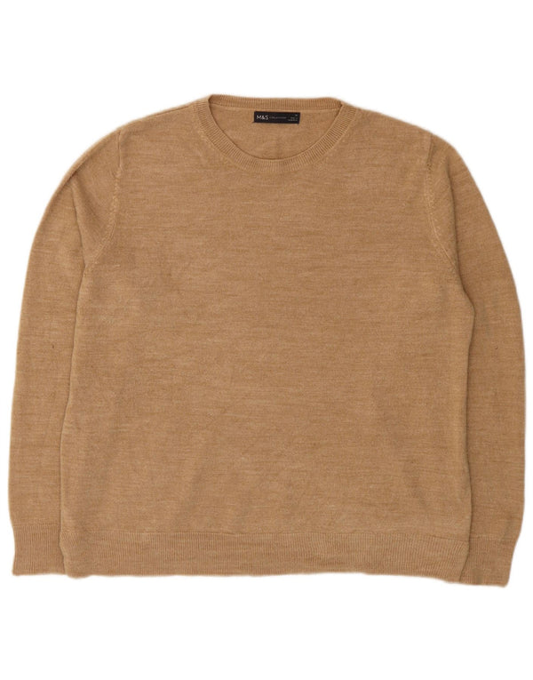 Marks & Spencer Damen-Pullover mit Rundhalsausschnitt, Gr. 18, XL, Beige, Acryl