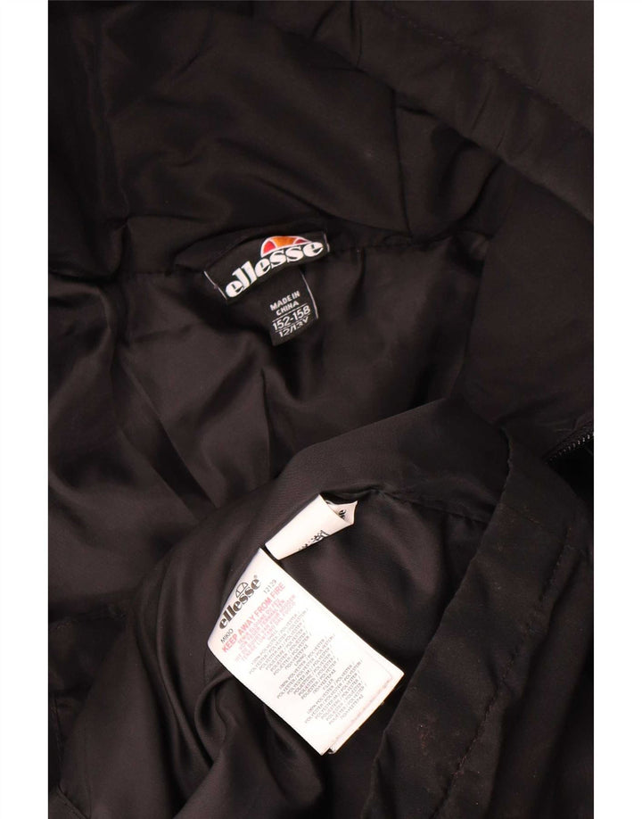 Ellesse Wattierte Jacke mit Kapuze für Jungen, 12–13 Jahre, schwarzes Polyester