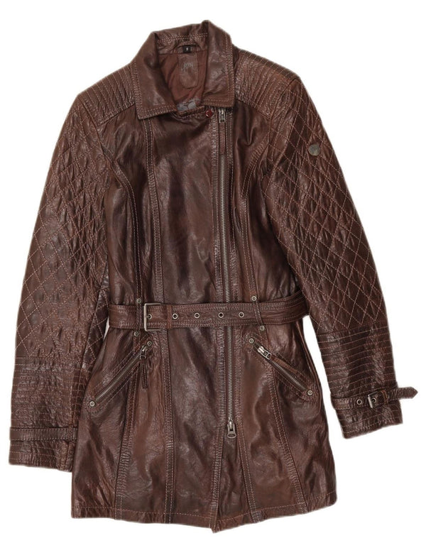 Gipsy Damen Ledermantel UK 10 Small Braun