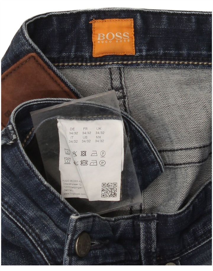 HUGO BOSS Herren Straight Jeans W34 L32 Marineblaue Baumwolle