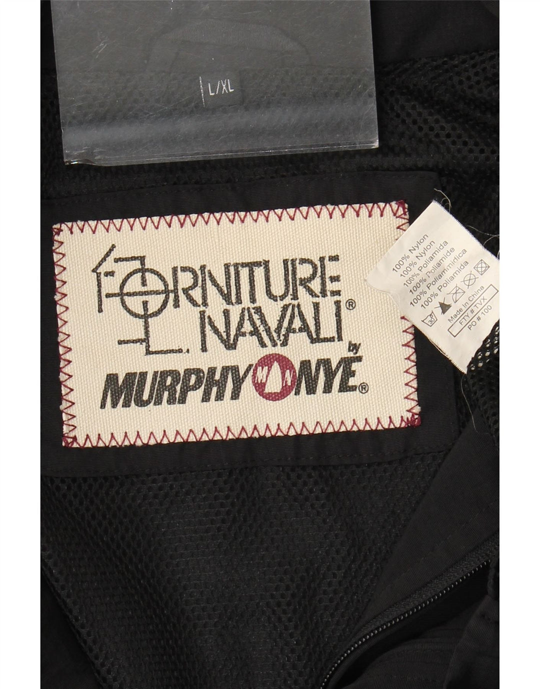 Murphy & Nye Herren-Regenjacke mit grafischer Kapuze, UK 40, Größe L, Schwarz, Farbblock