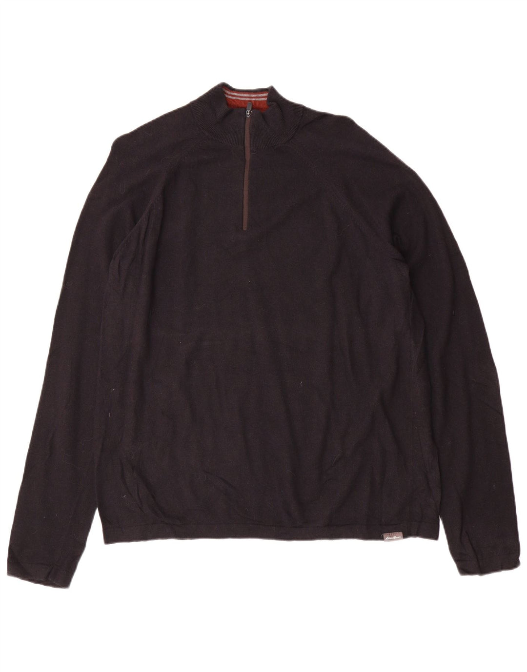 Eddie Bauer Herren-Pullover mit Reißverschluss am Hals, groß, schwarzer Viskose