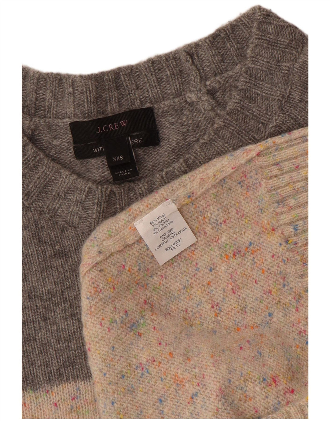 J. CREW Damen-Pullover mit U-Boot-Ausschnitt, UK 2 2XS, Beige, Colourblock-Wolle