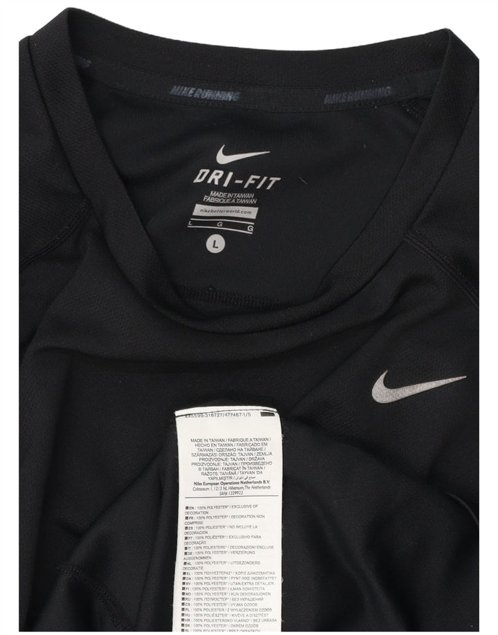NIKE Herren Dri Fit T-Shirt Top Large Schwarz Polyester