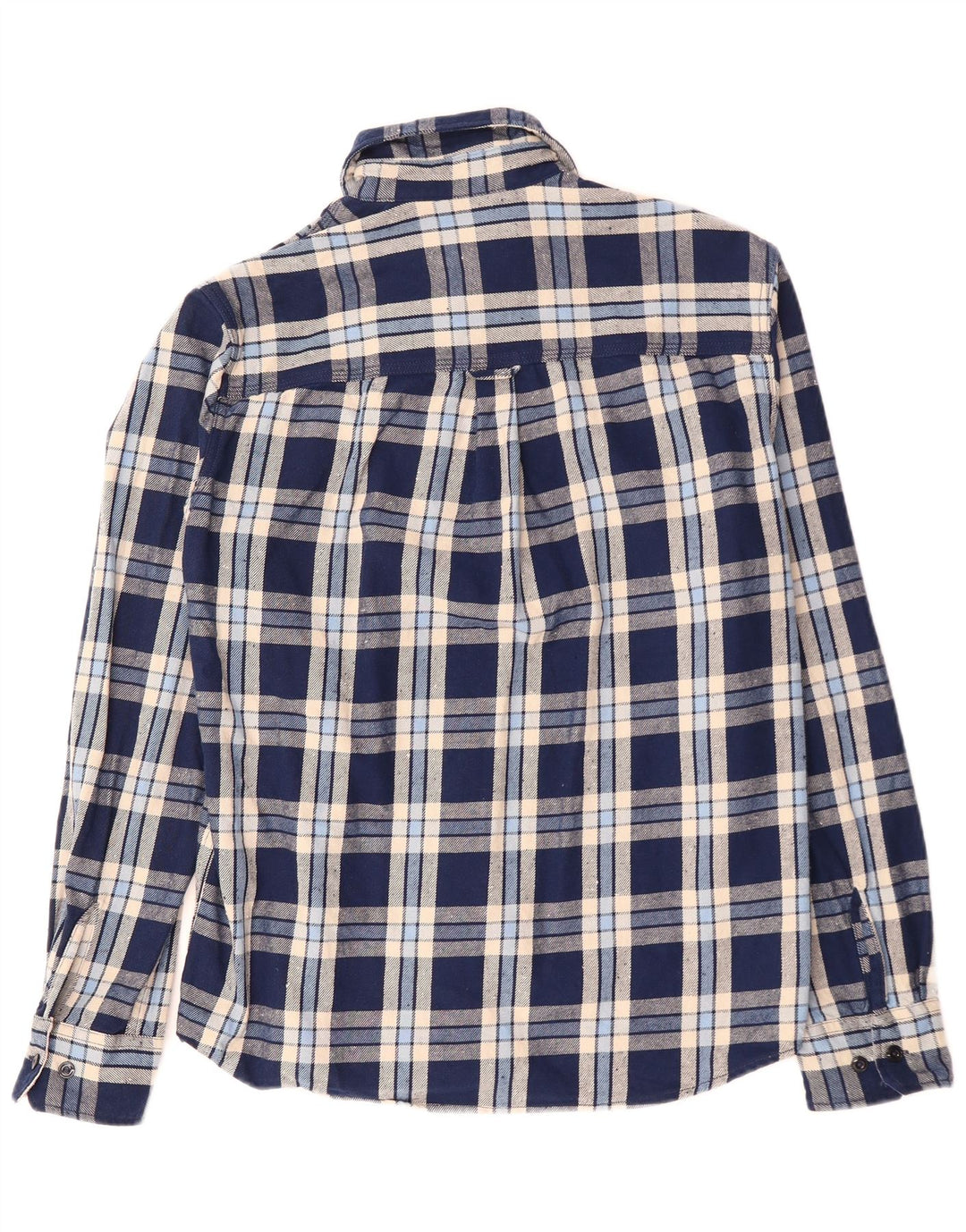 JACK & JONES Herren-Flanellhemd, mittelblau, kariert, Baumwolle
