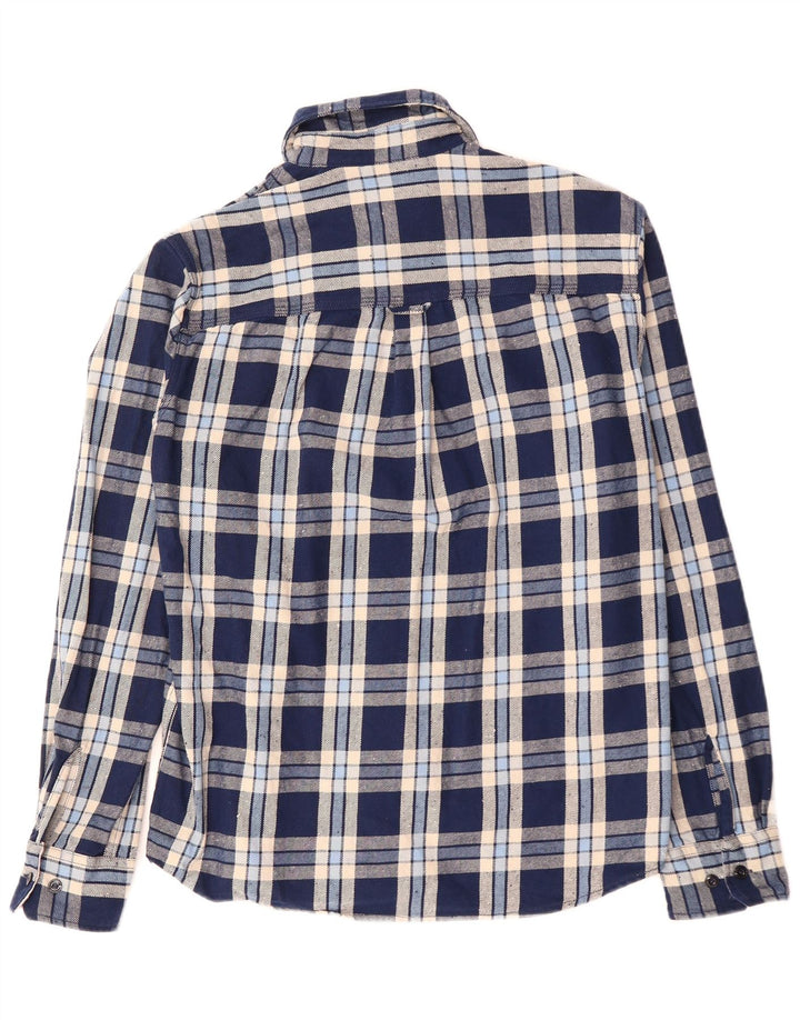 JACK & JONES Herren-Flanellhemd, mittelblau, kariert, Baumwolle