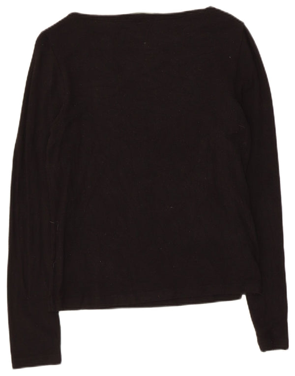 Ralph Lauren Womens Petite Top Langarm UK 8 Small Schwarz Rayon