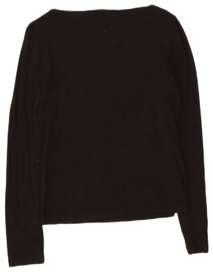 Ralph Lauren Womens Petite Top Langarm UK 8 Small Schwarz Rayon