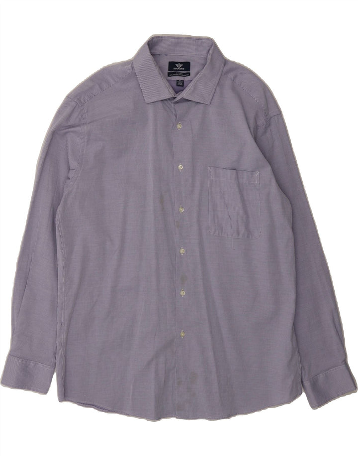 DOCKERS Mens Fitted Shirt Size 17 17 1/2 XL Blue Houndstooth Cotton Vintage Dockers and Second-Hand Dockers from Messina Hembry 