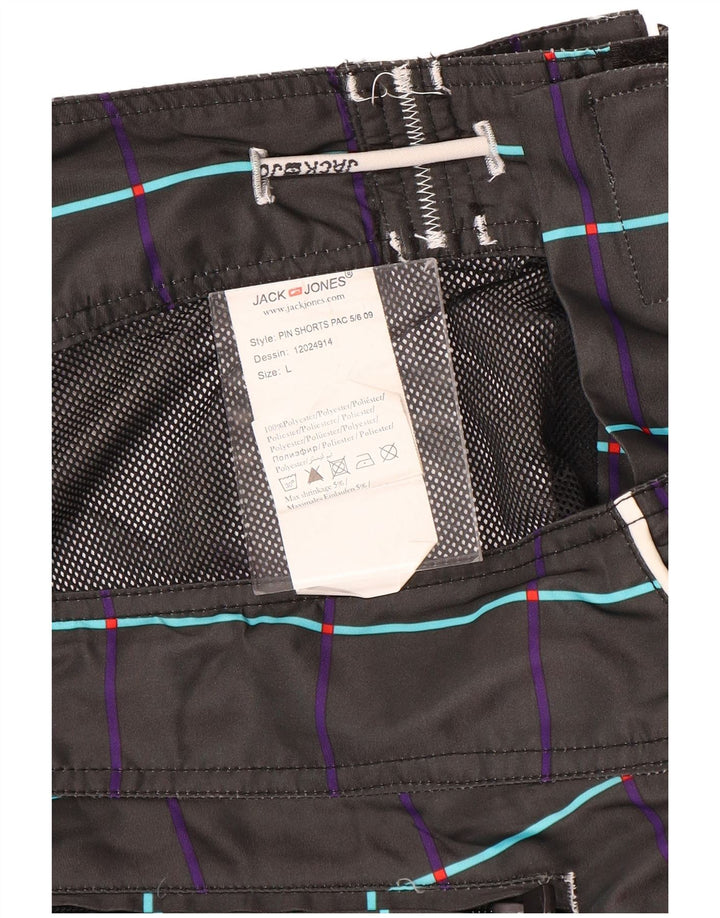 Jack & Jones Herren-Badeshorts mit Grafik, groß, aus Polyester mit schwarzem Blumenmuster