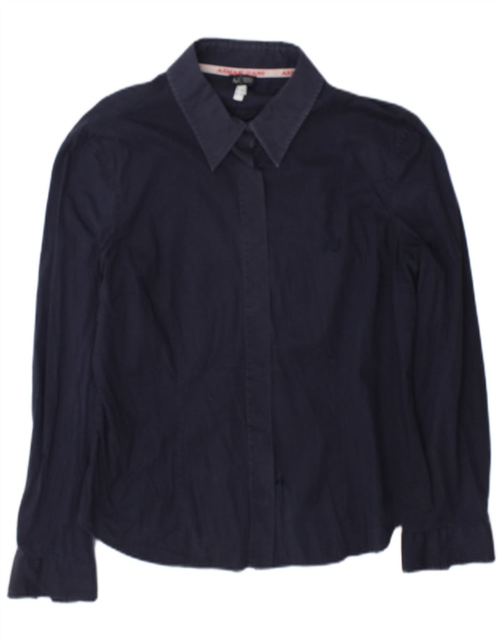 Armani Damen-Hemd, groß, marineblau, Baumwolle
