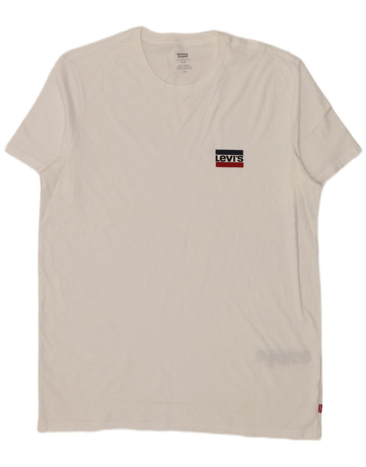 Levi's Herren Slim T-Shirt Top Large Weiß Baumwolle
