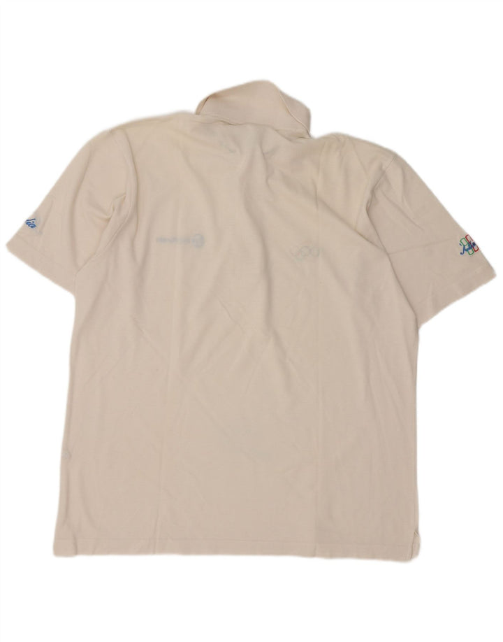 Sergio Tacchini Herren-Poloshirt für die Olympischen Spiele, groß, aus weißer Baumwolle