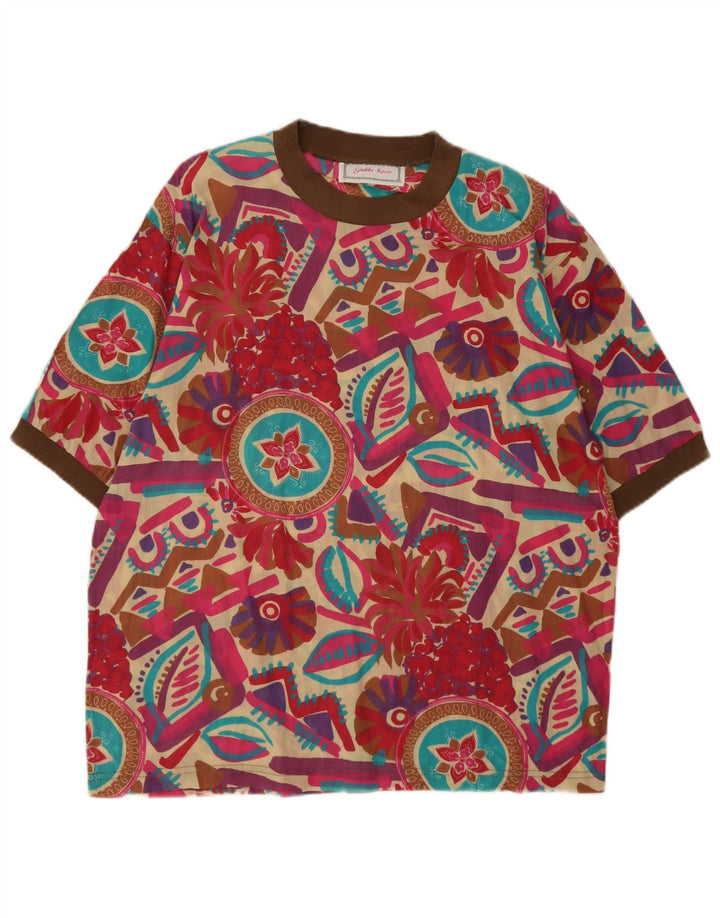 Vintage Damen Bluse Top UK 16 Groß Mehrfarbig Geometrisch