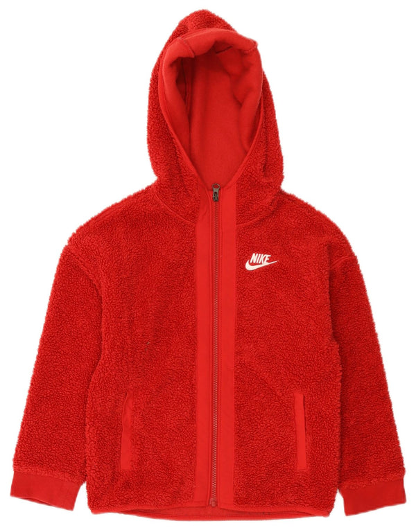 Nike Mädchen-Fleece-Kapuzenpullover mit Reißverschluss, 7–8 Jahre, XS, rotes Polyester