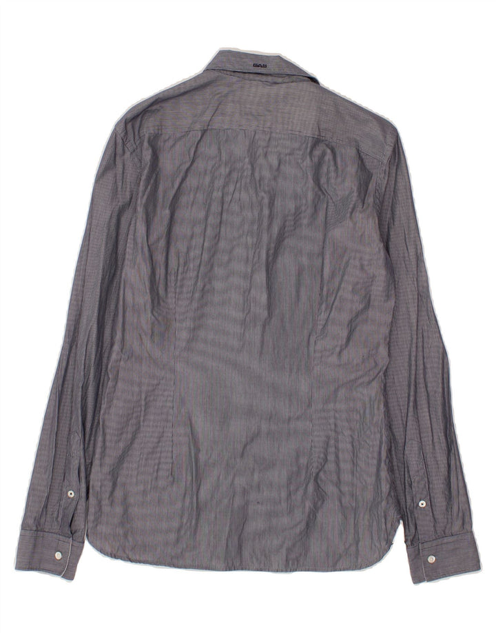 GAS Mens Shirt Medium Navy Blue Pinstripe Cotton Vintage Gas and Second-Hand Gas from Messina Hembry 