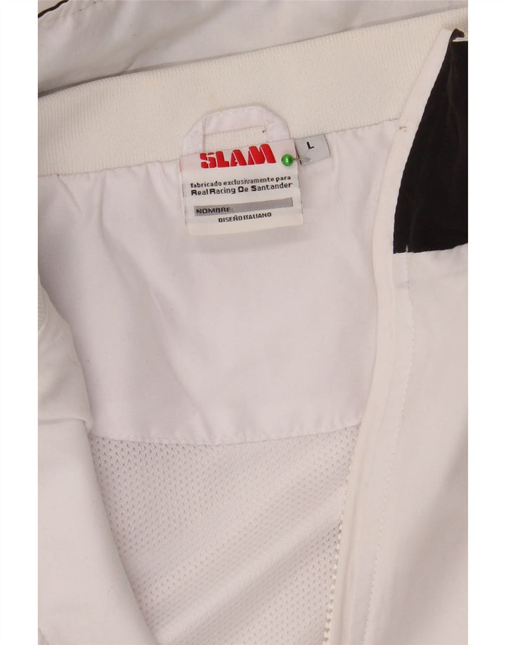 Slam Herren-Trainingsanzugoberteil mit Grafik, groß, weißes Farbblock-Polyester