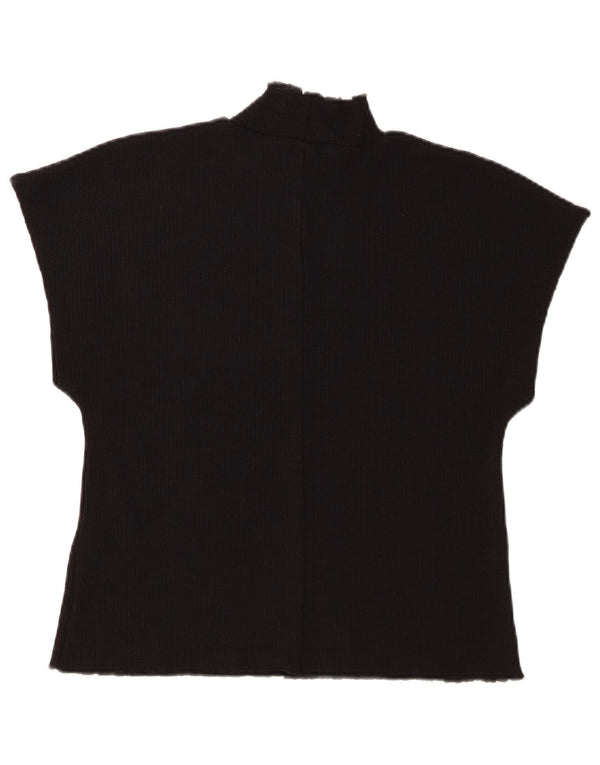 Zara Damen T-Shirt Top UK 12 Medium Schwarz Polyester