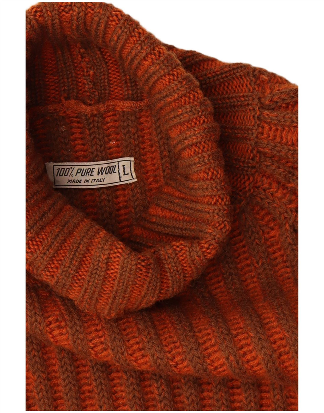 Vintage Herren Rollkragenpullover, große orange gestreifte Wolle