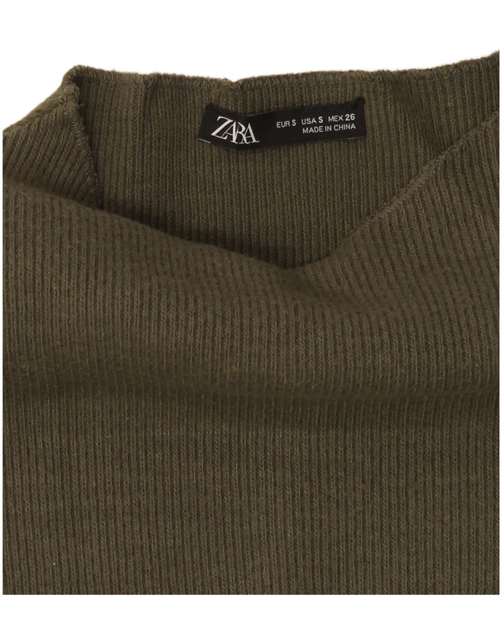 Zara Damen-Pullover mit Rollkragen, übergroß, Gr. 10, Small Khaki
