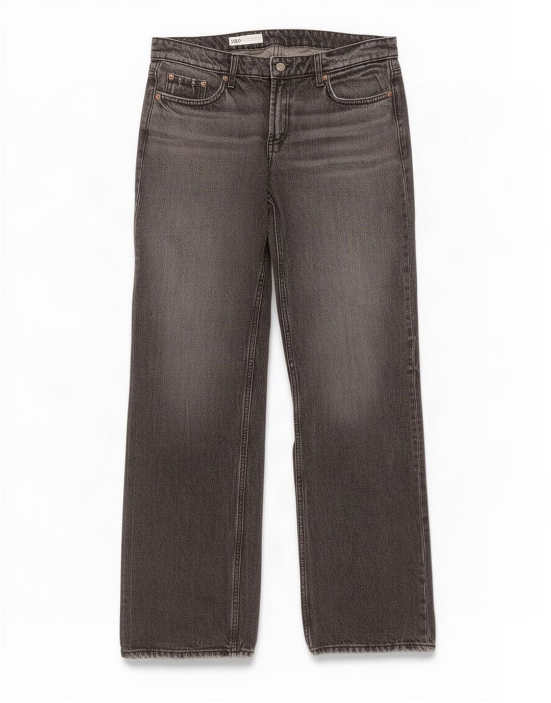 Zara Damen Straight Jeans EU 42 Large W32 L35 Graue Baumwolle
