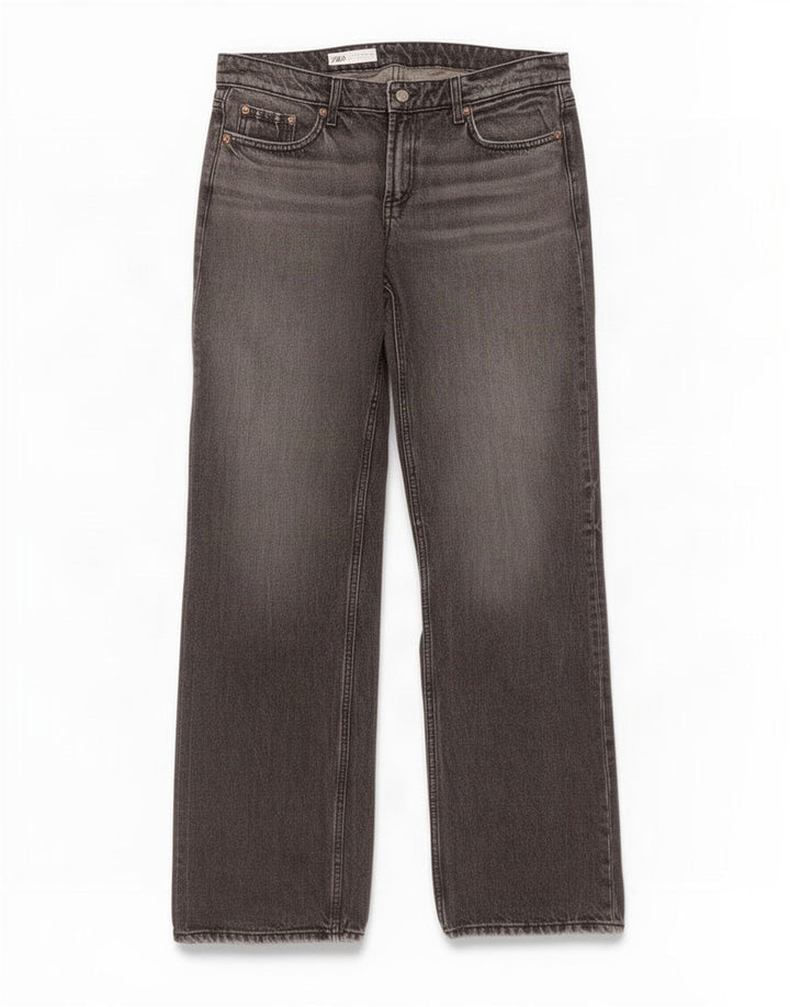 Zara Damen Straight Jeans EU 42 Large W32 L35 Graue Baumwolle