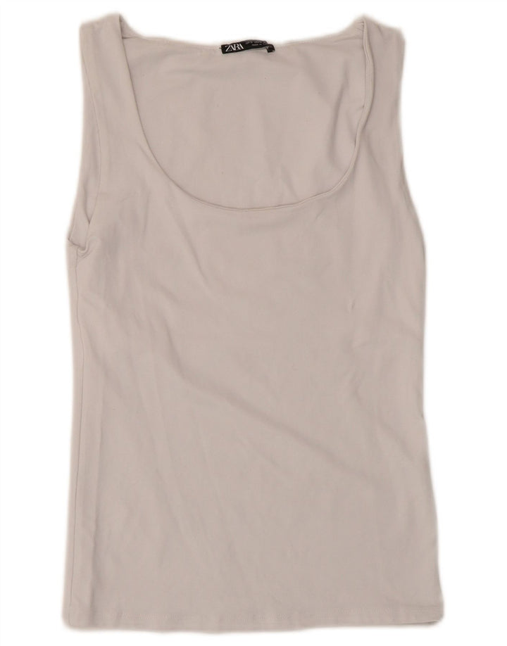 Zara Damen Weste Top UK 8 Small Weiß Polyamid