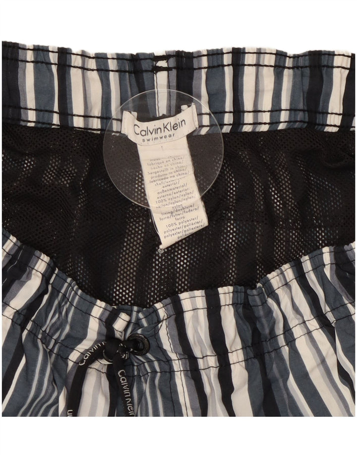 Calvin Klein Herren-Badeshorts, groß, blau gestreift, Polyester